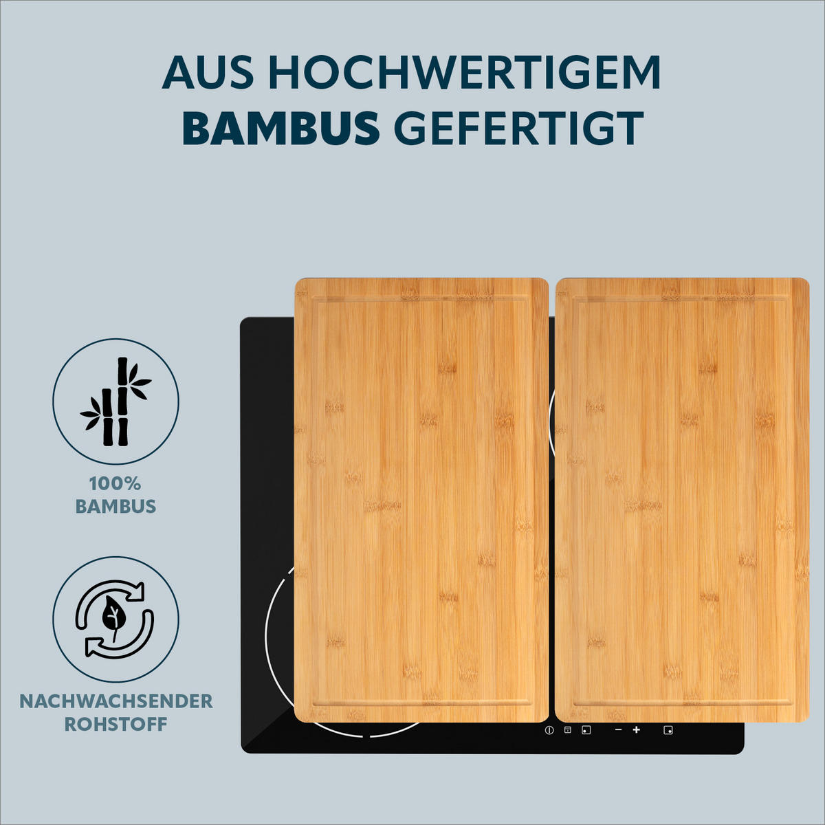 HERDABDECKPLATTE 2er-Set, Bambus - Braun, Holz (52/4/30cm) - bremermann