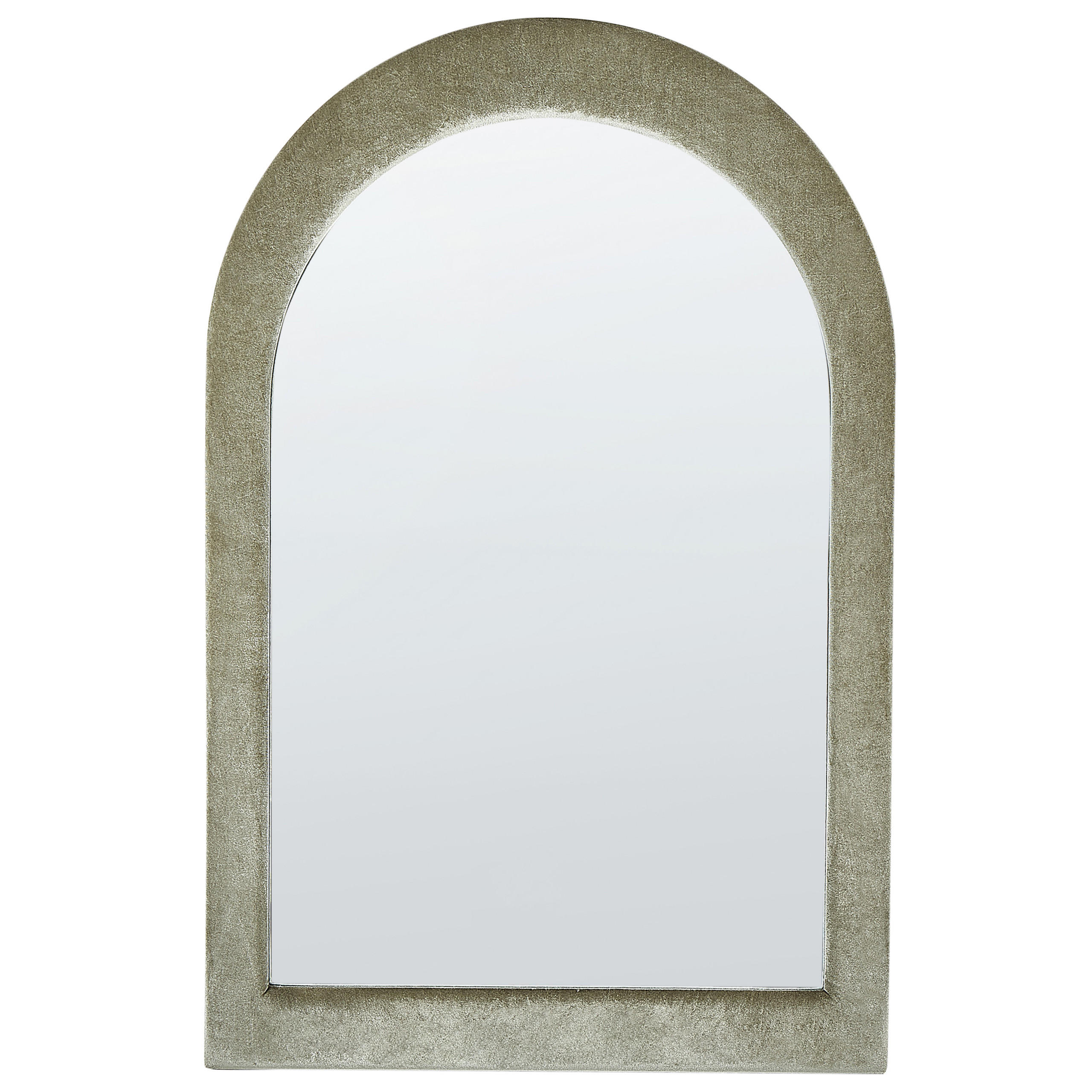Beliani NÁSTĚNNÉ ZRCADLO Sametová látka olivově zelené oválné 60/90 cm Huriel