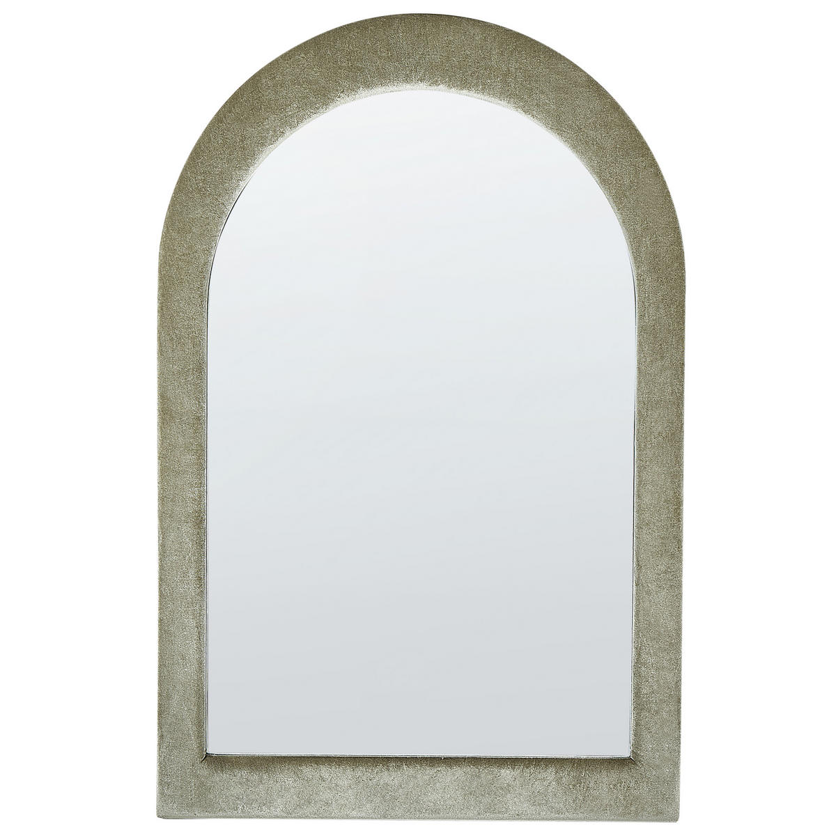 WANDSPIEGEL Samtstoff olivgrün oval 60/90 cm Huriel - Grün, Textil (60/90/3cm) - Beliani