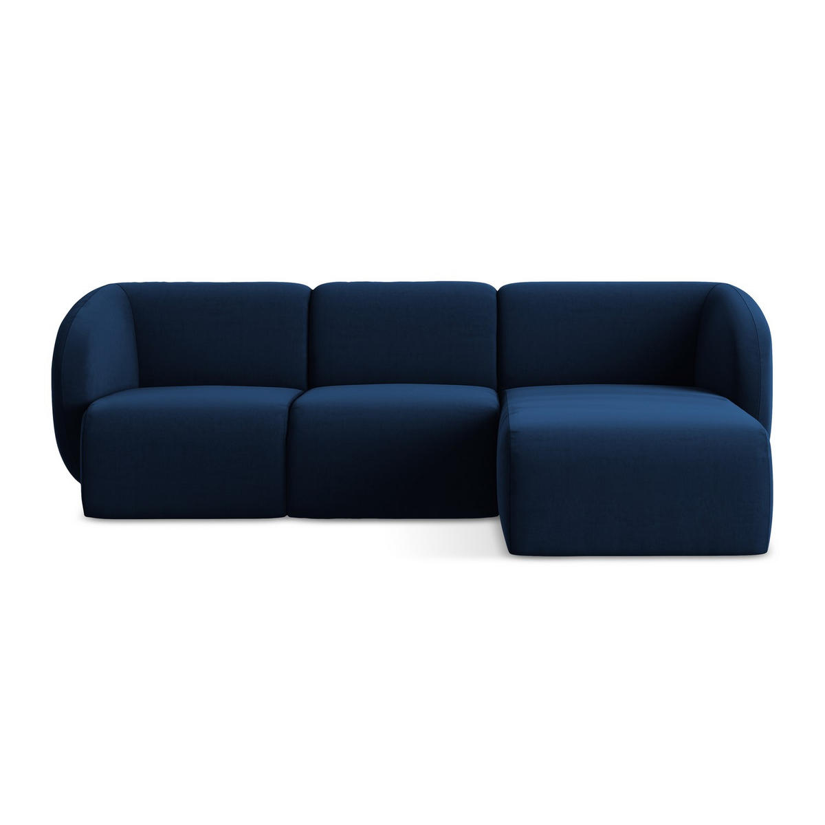 ECKSOFA Rechts Samt Stoff Blau - Türkis/Schwarz, Holzwerkstoff/Kunststoff (248/166cm) - LaMiaSofa