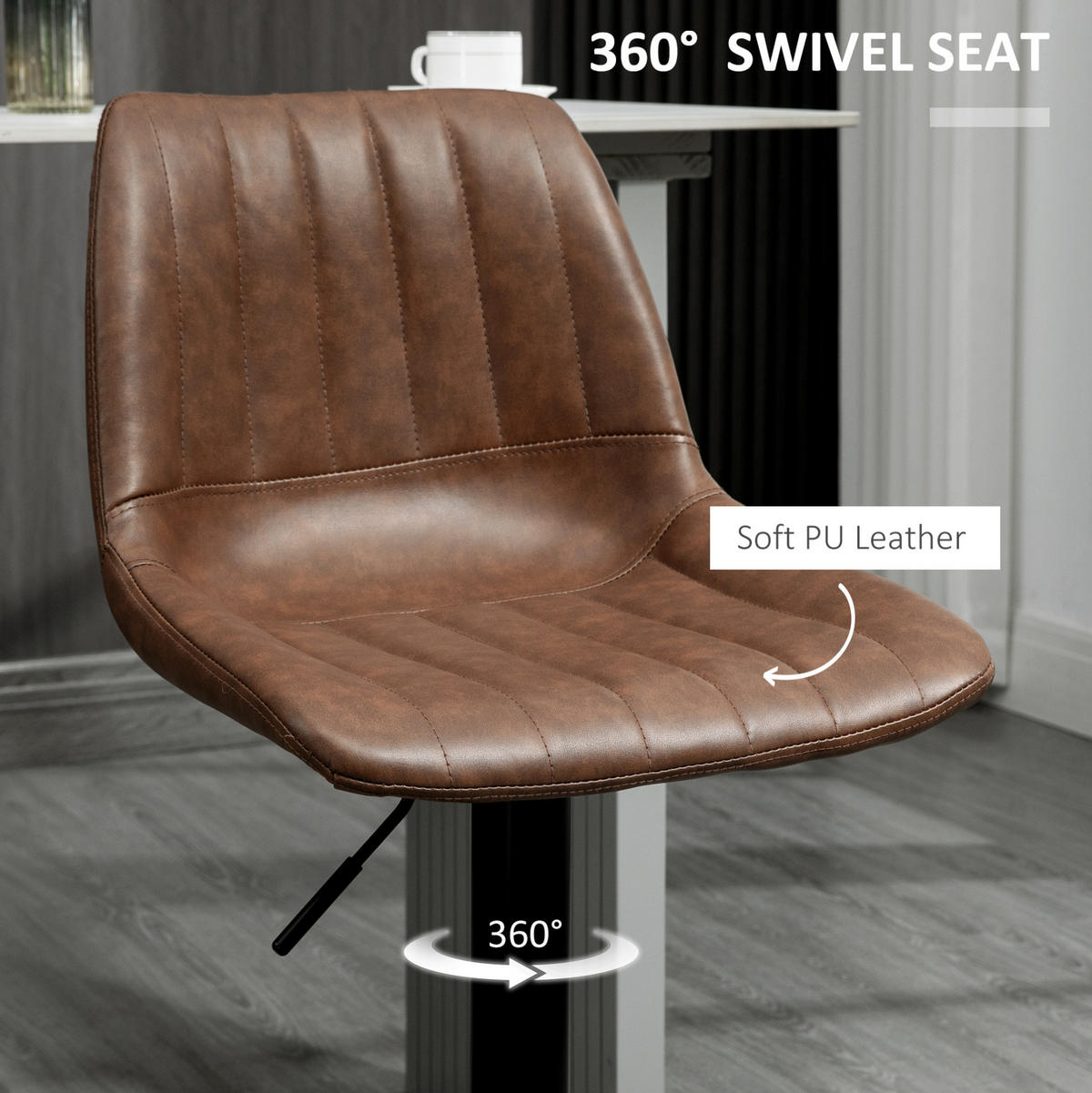 BARHOCKER 2er-Set Braun höhenverstellbar mit Rückenlehne - Braun, Metall (49.5/111/43cm) - MIVRAY