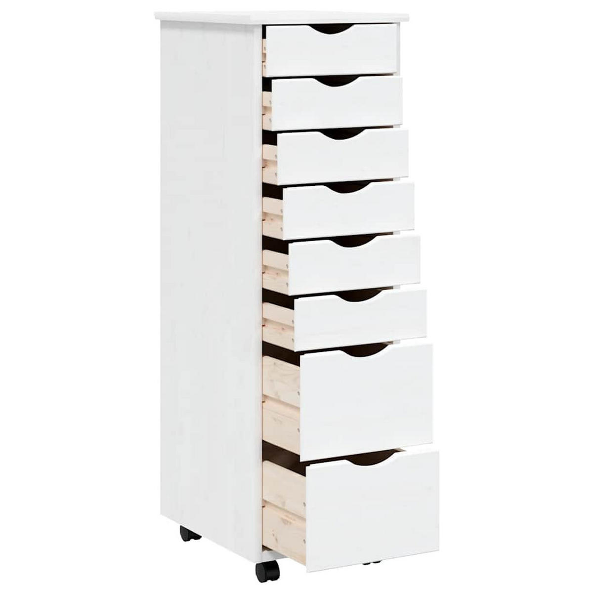 ROLLSCHRANK Mit Schubladen Moss Weiss Massivholz Kiefer - Weiß, Holz (39/103/34cm) - vidaXL