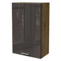 KÜCHENHÄNGESCHRANK Essen W4/60/1 Schwarz Hochglanz / Eiche Artisan Matt 60 / 32,5 / 96cm - Schwarz Hochglanz/Schwarz, Holz/Holzwerkstoff (60/96/32.5cm) - Feldmann-Wohnen