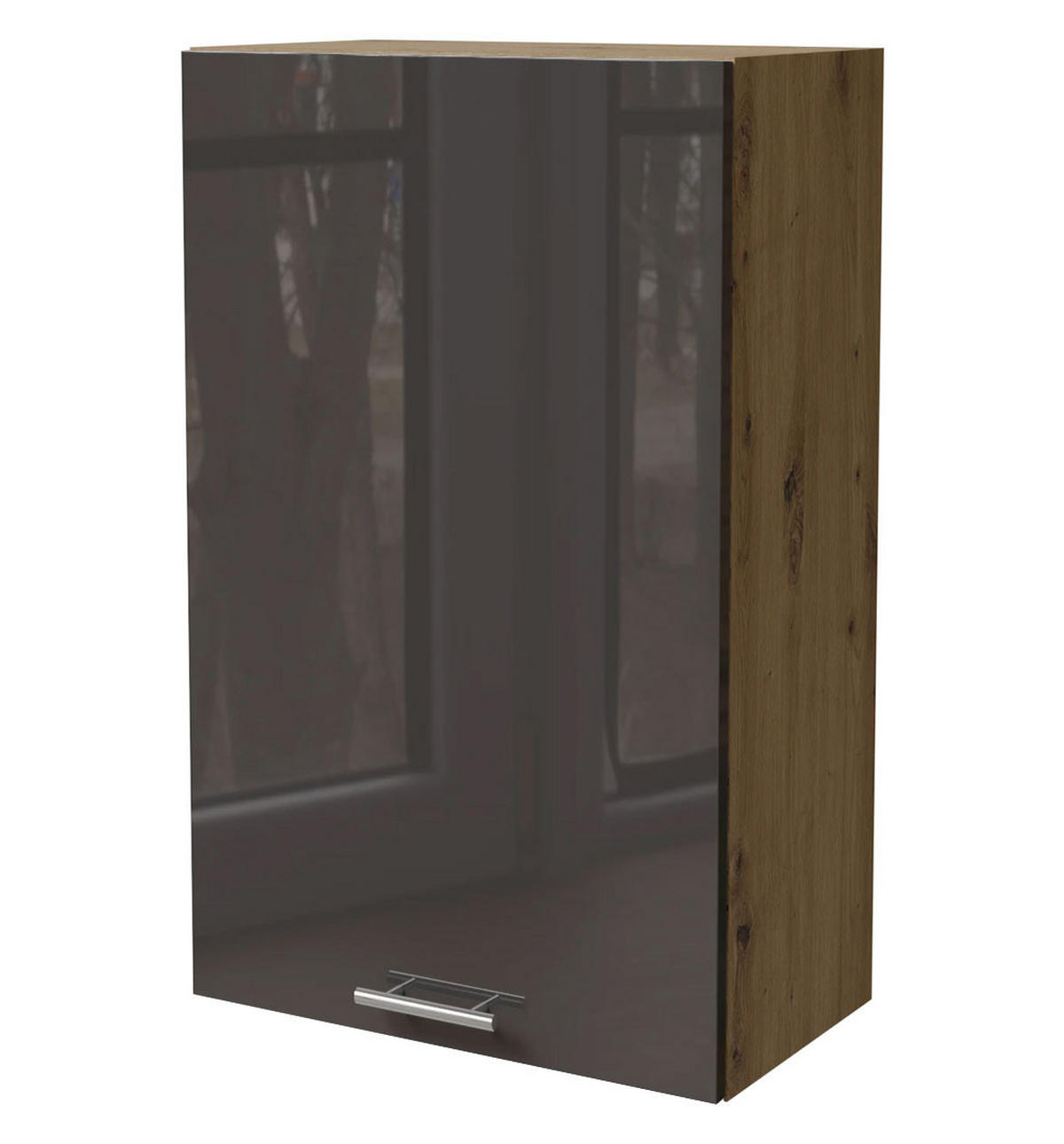 KÜCHENHÄNGESCHRANK Essen W4/60/1 Schwarz Hochglanz / Eiche Artisan Matt 60 / 32,5 / 96cm - Schwarz Hochglanz/Schwarz, Holz/Holzwerkstoff (60/96/32.5cm) - Feldmann-Wohnen