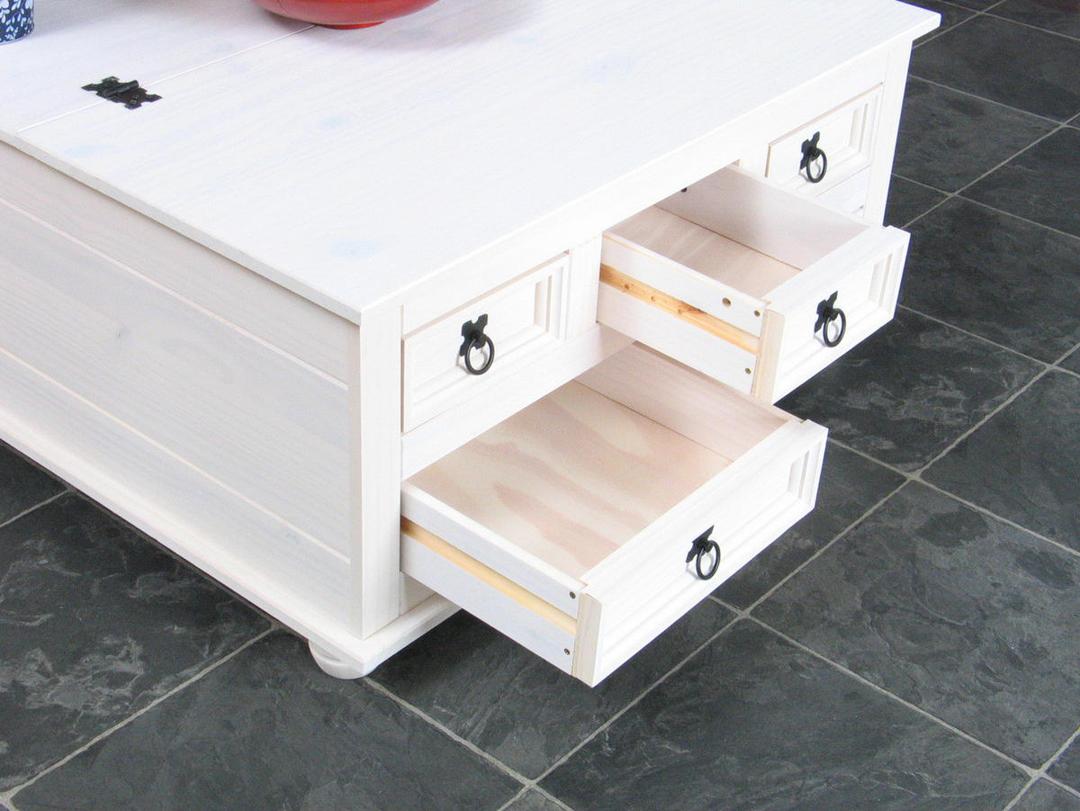 COUCHTISCH mit 5 Schubladen 91x91 weiß/wachs - Braun, Holzwerkstoff (92/92/45cm) - ebuy24