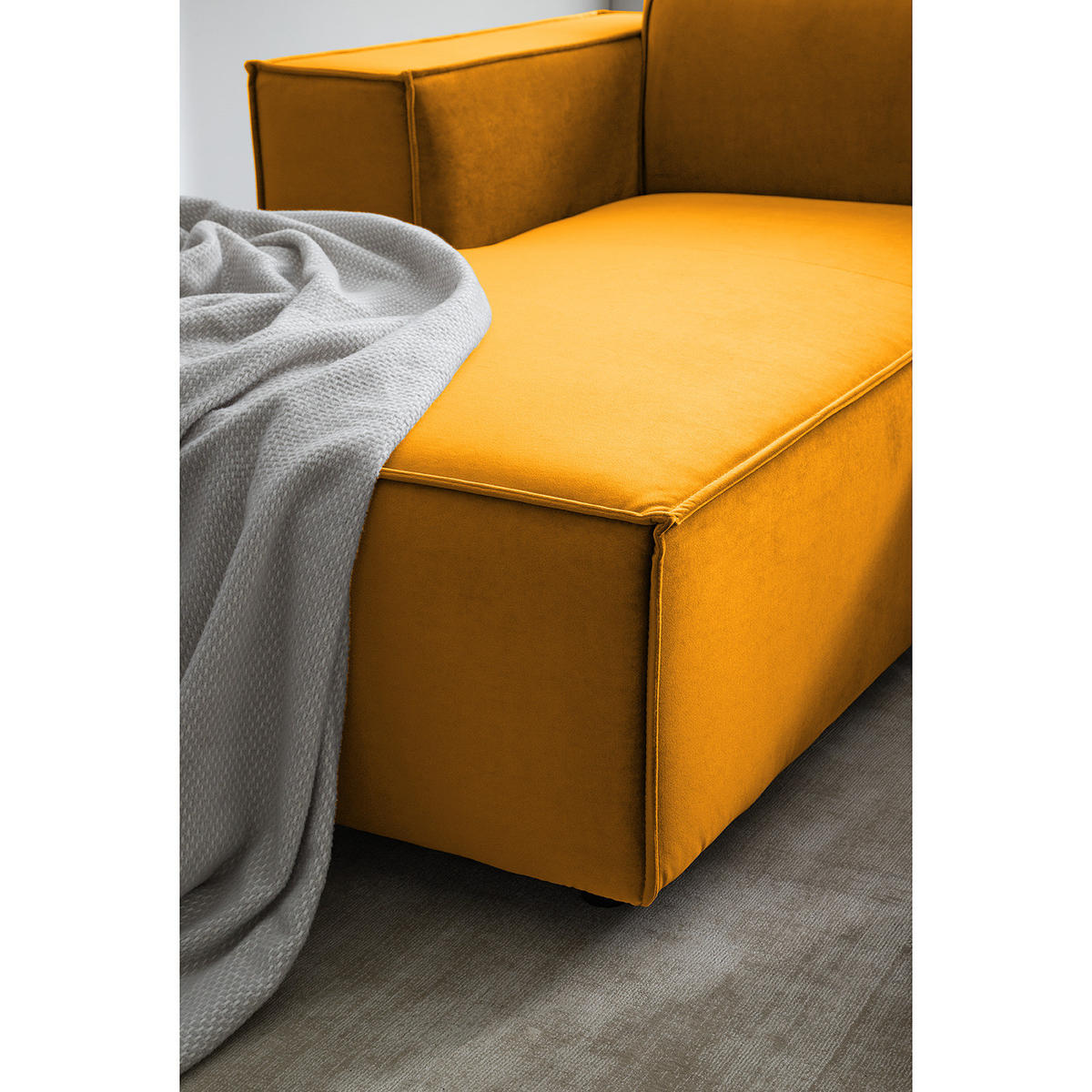 ECKSOFA mit Longchair - Gelb/Schwarz, Kunststoff/Textil (260/177cm) - home24