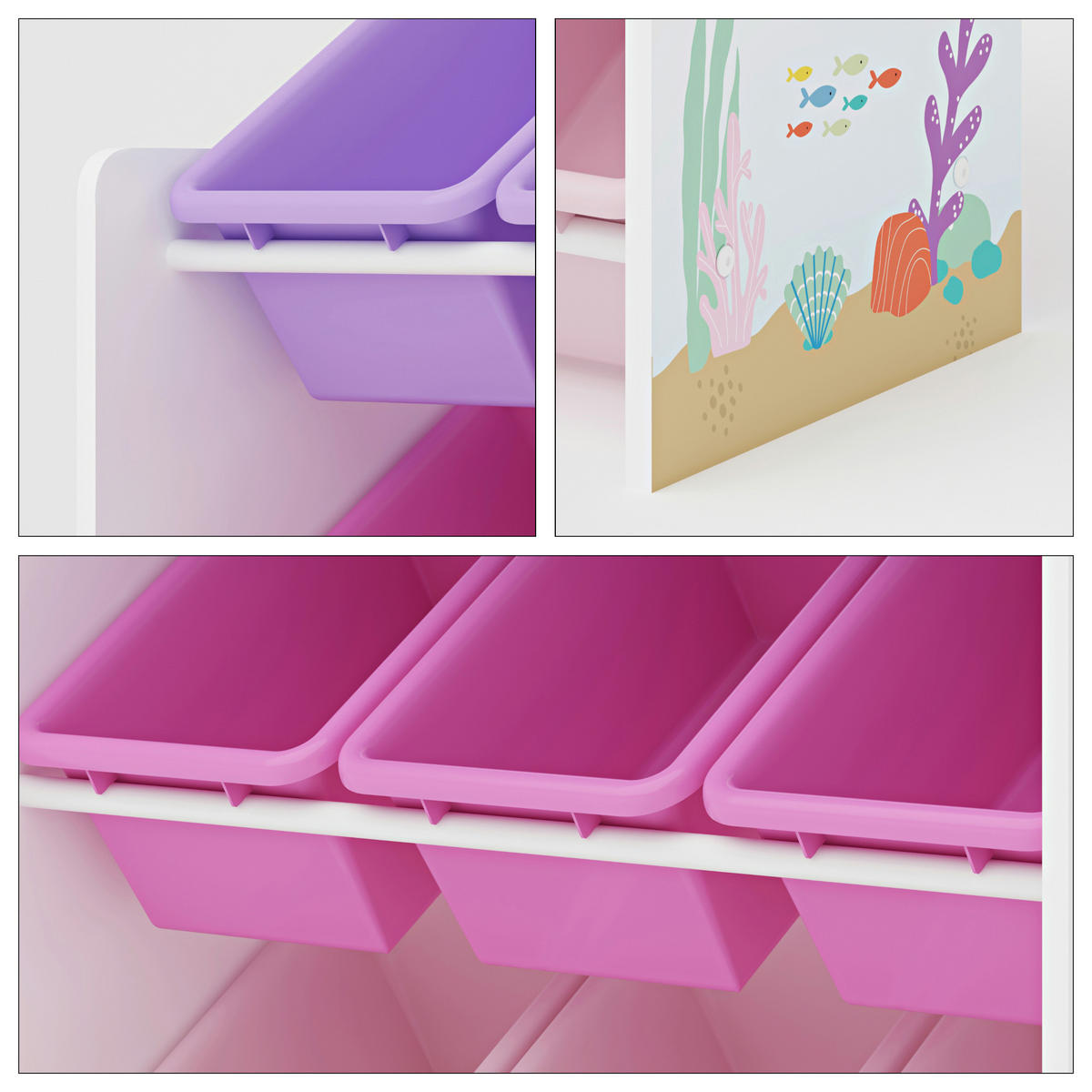 KINDERREGAL Muxía - Pink/Lila, Holzwerkstoff/Kunststoff (62/60/26.5cm) - [en.casa]