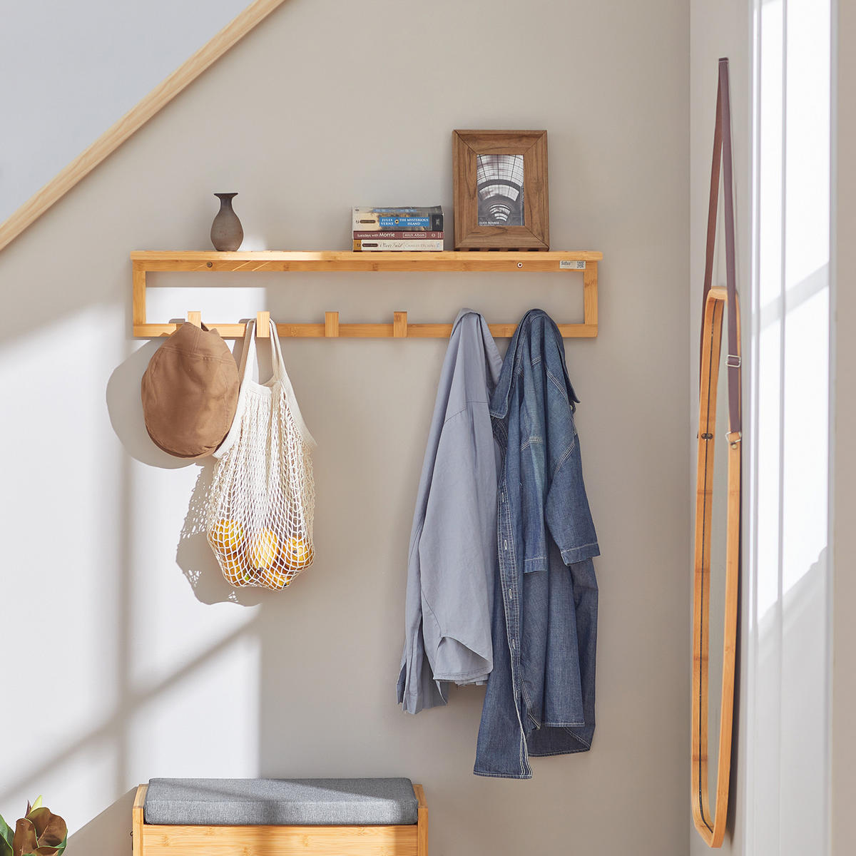 WANDGARDEROBE Natur - Naturfarben, Holz (90/17/13cm) - SoBuy