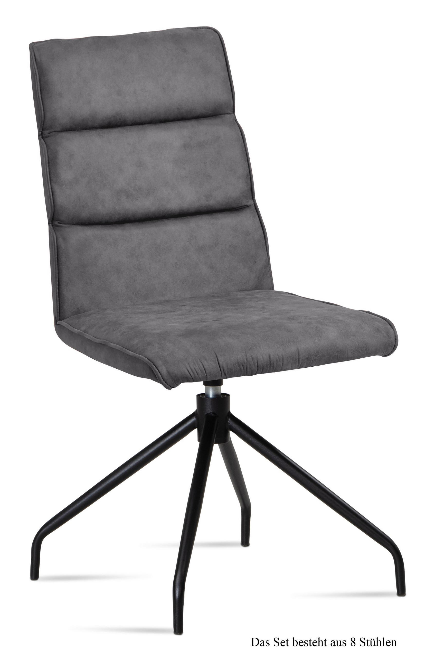 ESSZIMMERSTUHL drehbar (8er-Set) Domini 47x92x60 Schwarz/Grau - Schwarz/Grau, Kunststoff (60/92/47cm) - 58aufmkessel