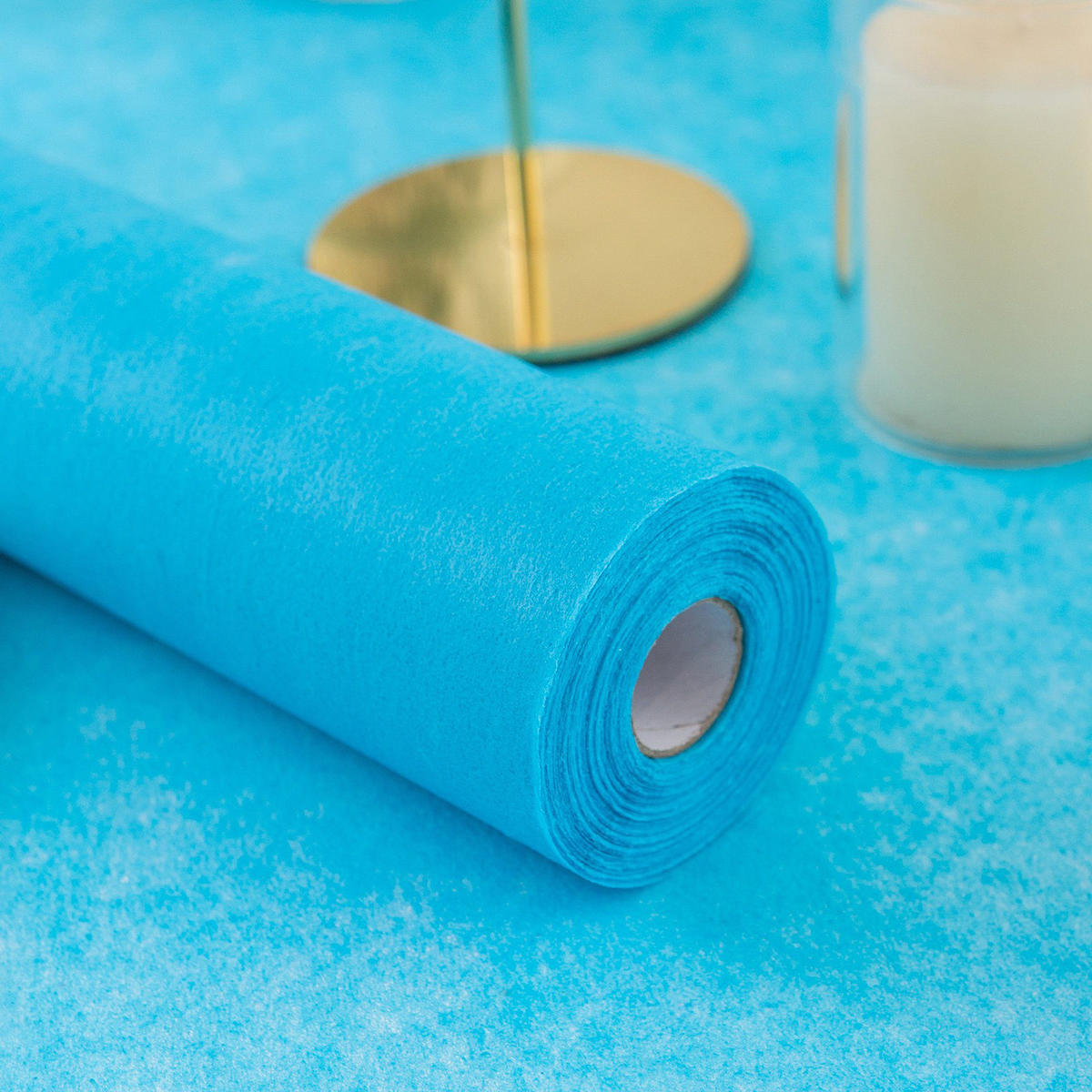 TISCHLÄUFER Vlies blau, 30 cm x 25 m, dekoratives Tischband für Hochzeit & Geburtstag - Blau, Textil (30/2500cm)