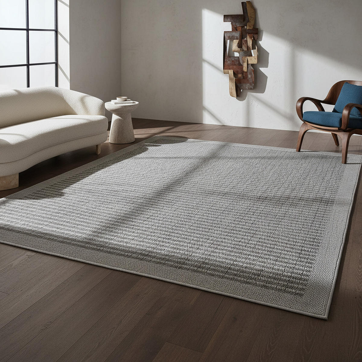 TEPPICH Outdoor Flachgewebe Uni-Farbe Polypropylen Balkon Grau Rechteckig 160x230 - Grau, Textil (160/230cm) - KADIMA DESIGN