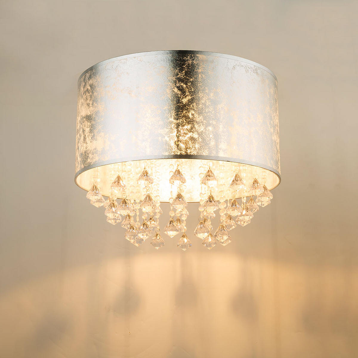 DECKENLEUCHTE AMY Silber Textil - Silberfarben, Metall (40/40/38cm) - Globo Lighting