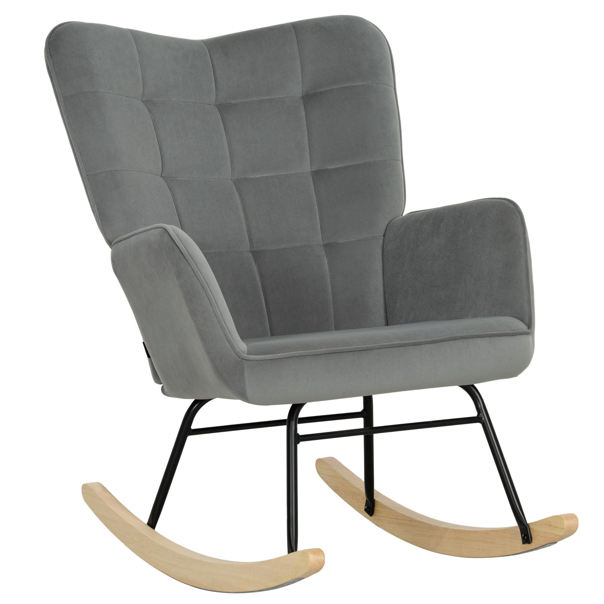 SCHAUKELSTUHL, Schaukelsessel mit Samtoptik, Armlehne für Wohnzimmer, Dunkelgrau - Dunkelgrau, Kunststoff (98/101/71cm) - HOMCOM