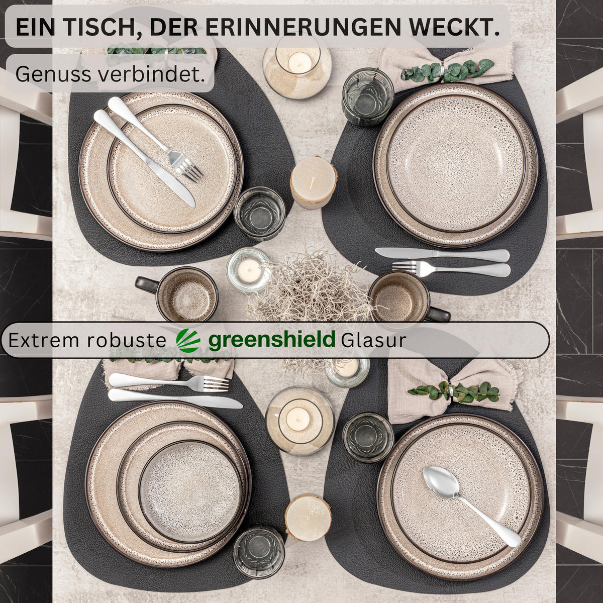 TAFELSERVICE LUXOR - 36 teilig aus Steingut 12 Personen - Beige, Stein (50/30/80cm) - Sänger