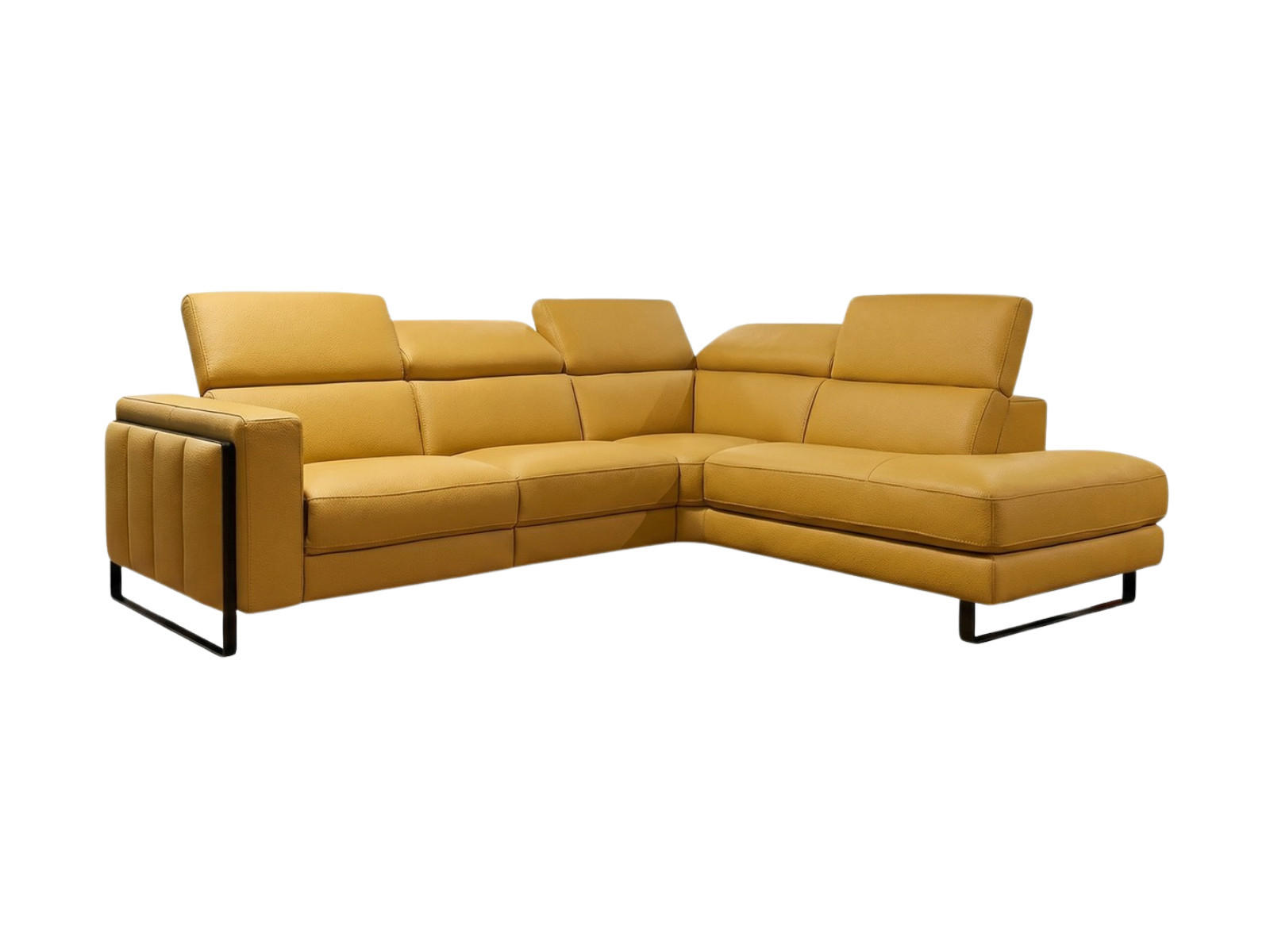 ECKSOFA Marchesi Echtleder Senfgelb - Gelb, Leder/Metall (257/80/220cm)