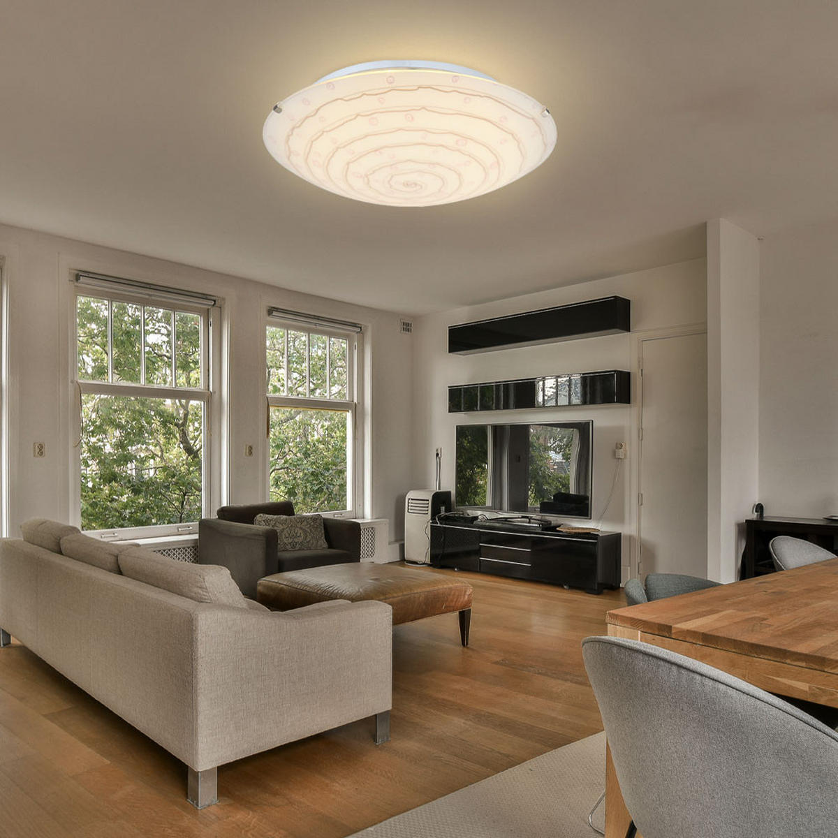 LED DECKENLEUCHTE Metall Weiß Opal - Weiß, Glas (30/30/10cm) - Globo Lighting