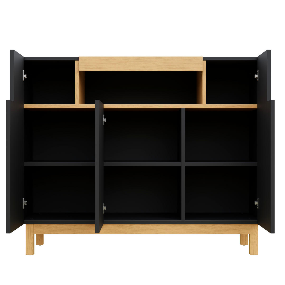 SIDEBOARD Schwarz 120.5/42/96 cm - Schwarz, Holzwerkstoff (120.5/96/42cm) - PANGIVO