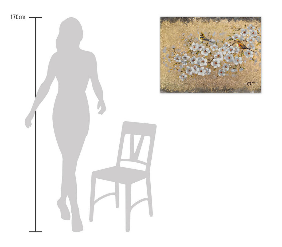 OLEJOMAĽBA 80/60 cm, Zvieratá - biela, drevo/textil (80/60cm) - KUNSTLOFT