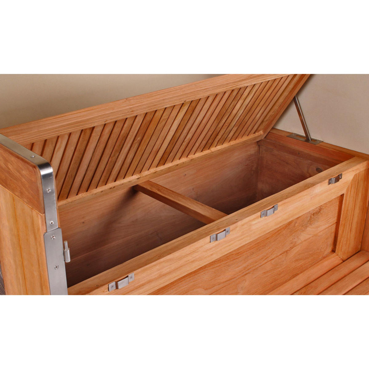 STRANDKORB Baltikum Teak 2,5 Sitzer - Braun/Grau, Holz/Metall (142/170/95cm) - Mr. Deko