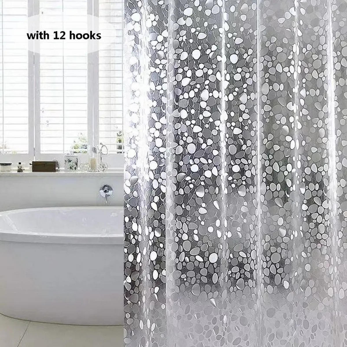 DUSCHVORHANG EINLAGE 3D Muster wasserdicht für Dusche und Badewannen - Transparent, Textil (180/180cm) - MCBOSON