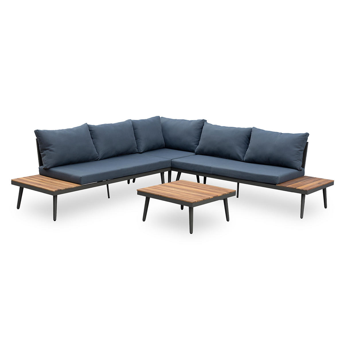 GARTEN-LOUNGE CANNES Akazie Anthrazit|Natur 250cm - Grau, Naturmaterialien/Holz - riess-ambiente