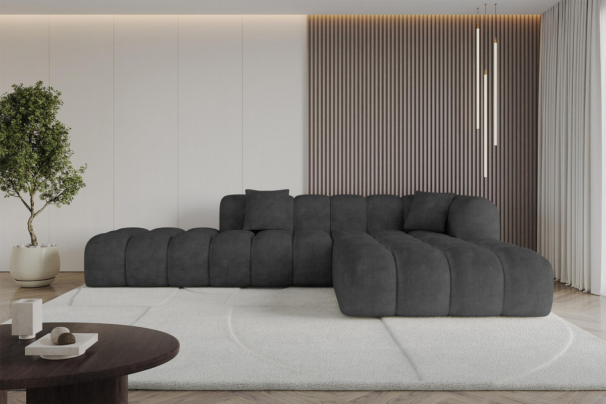 ECKSOFA Ottomane Rechts OLEA-L2 - 289x176x71 cm Anthrazit - Anthrazit/Schwarz, Holzwerkstoff/Kunststoff (289/176cm) - ALTDECOR