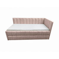 POLSTER-KINDERBETT LUKA 90x200 cm, rechts, mit Ausziehbett – Rosa - Rosa, Textil