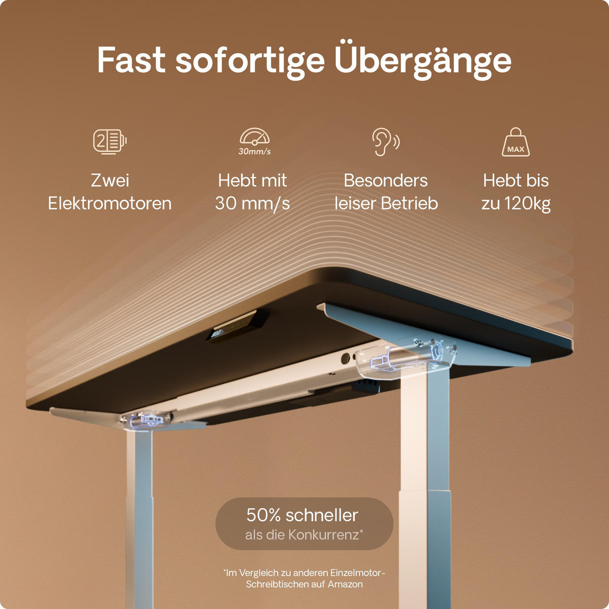 SCHREIBTISCH Elektrisch Höhenverstellbarer HomeOne 160x80cm Weiß/Schwarz mit Memory-Funktion, Anti-Kollisions Technologie - Schwarz/Weiß, Holzwerkstoff (80/160/72cm) - Desktronic