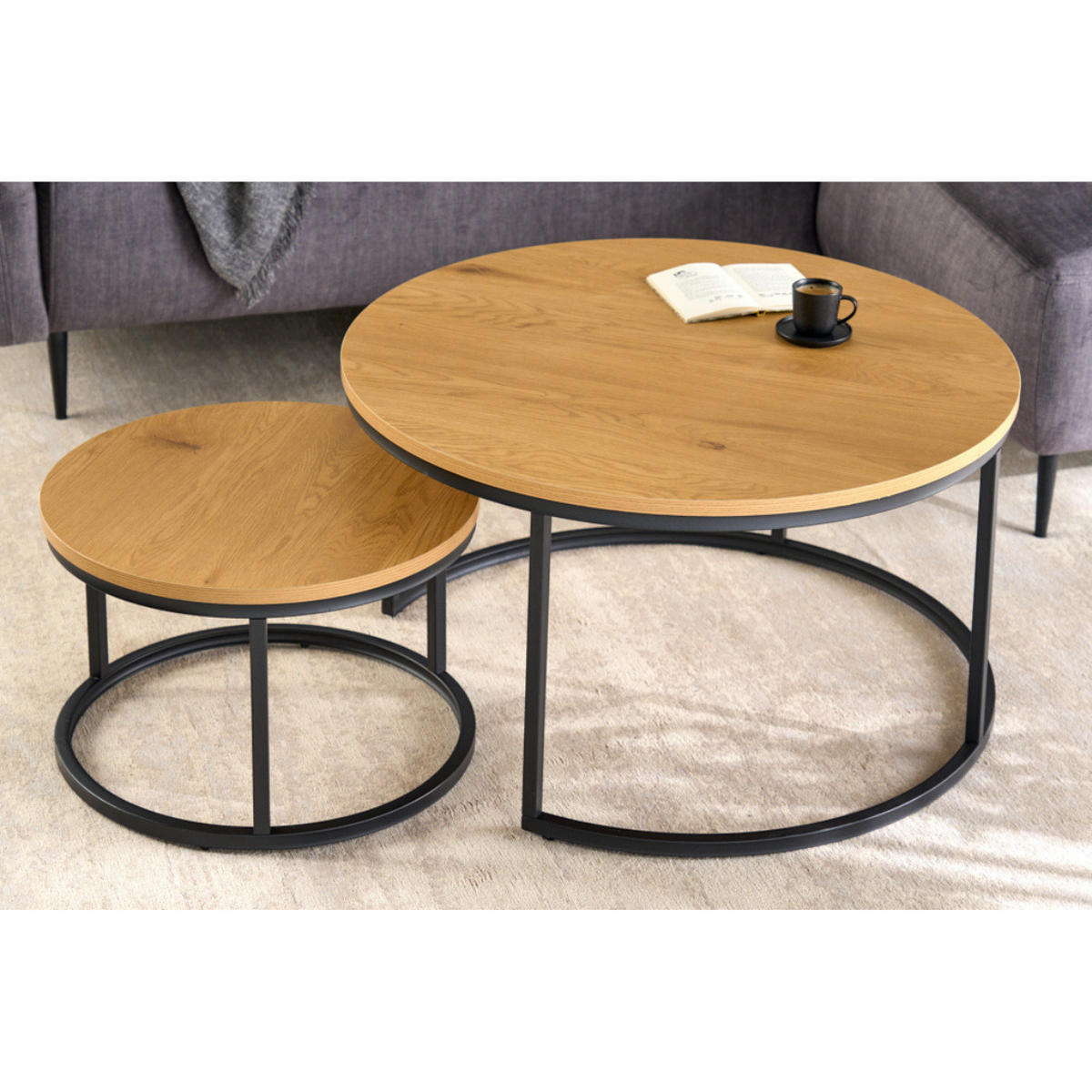 COUCHTISCH ELEGANCE Wildeiche Natur, Schwarz 80 cm - Braun, Holz (80/80/45cm) - riess-ambiente