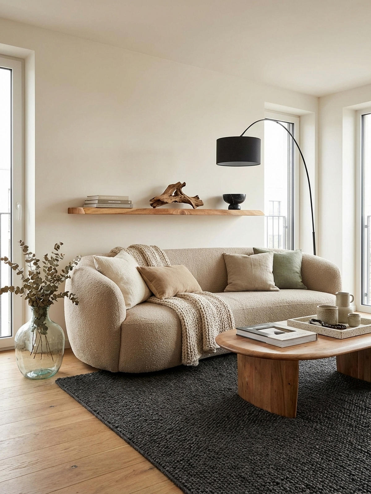 WANDREGAL Akazienholz Baumkante Rustikal, Beige 80x25x4 cm - Beige, Holz (80/4/25cm) - KADIMA DESIGN