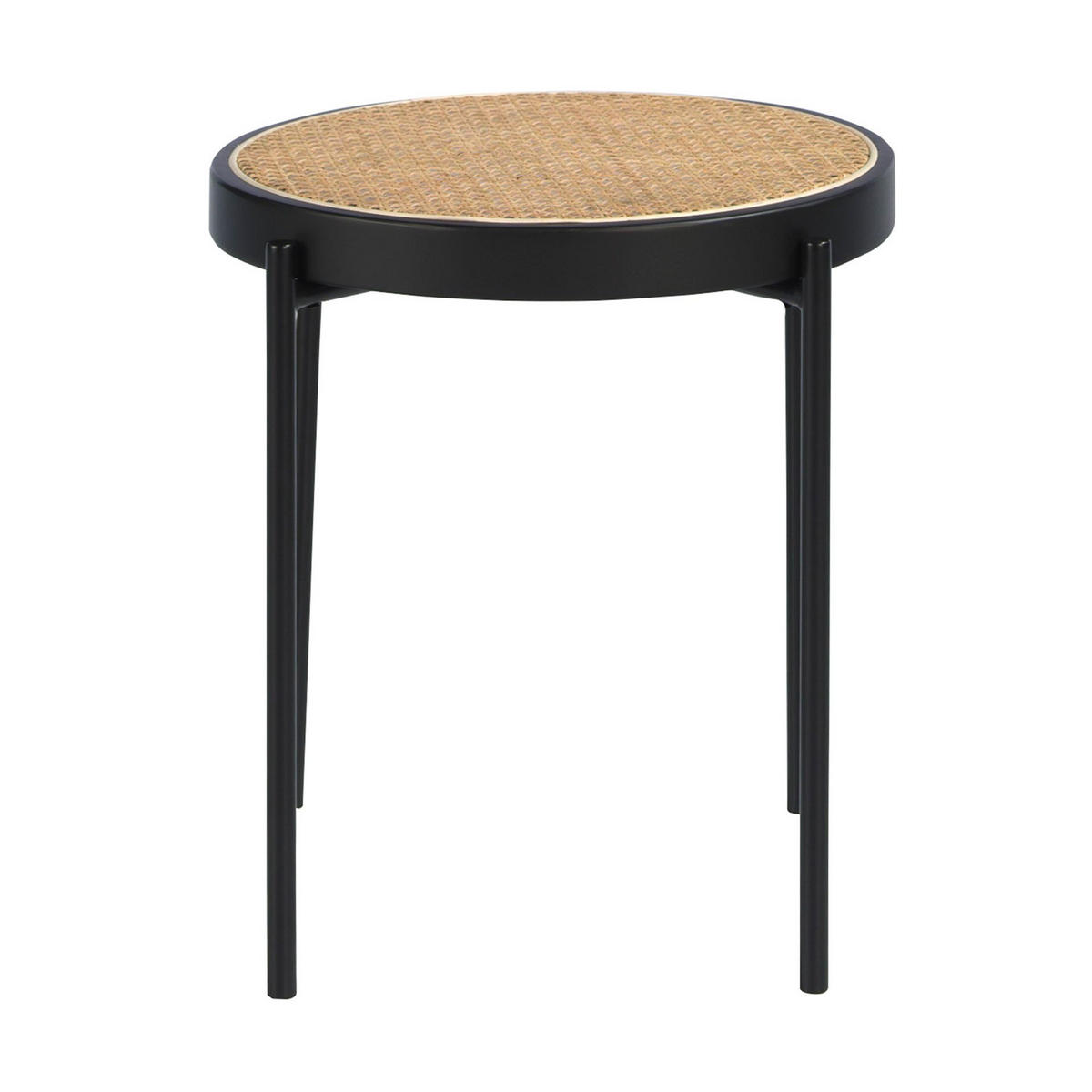 ECKTISCH Runder aus Rattan, schwarzem Holz und schwarzem Stahl Ø52/52 cm - Schwarz/Naturfarben, Naturmaterialien/Holzwerkstoff (52/52/52cm) - ANGEL CERDA