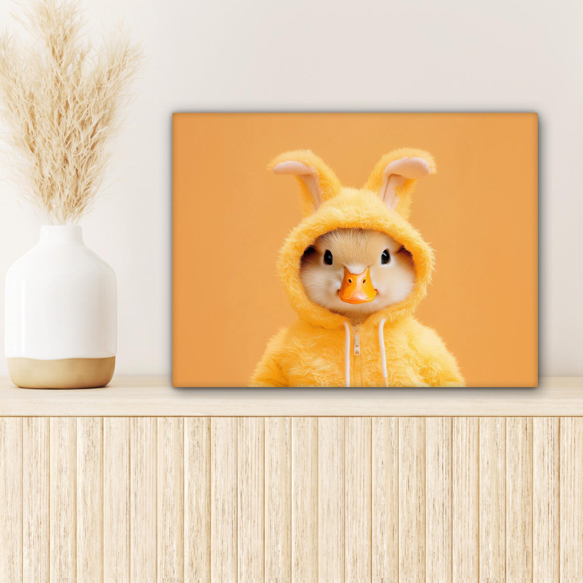 LEINWANDBILD Osterhase - Kostüm - Ente Wandbild 40x30 cm - Gelb, Textil (40/30cm) - MuchoWow