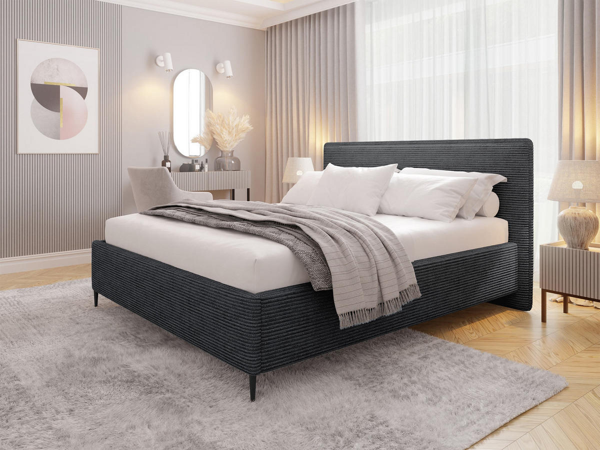 POLSTERBETT Puretta - Anthrazit/Schwarz, Holzwerkstoff/Textil (140/200cm) - MIRJAN24