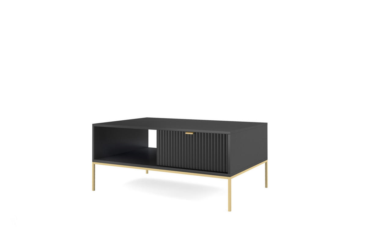 COUCHTISCH NOVA - L104, goldenen Akzenten, 104x68x46 cm Schwarz - Goldfarben/Schwarz, Holzwerkstoff/Kunststoff (68/104/46cm) - DomoHome