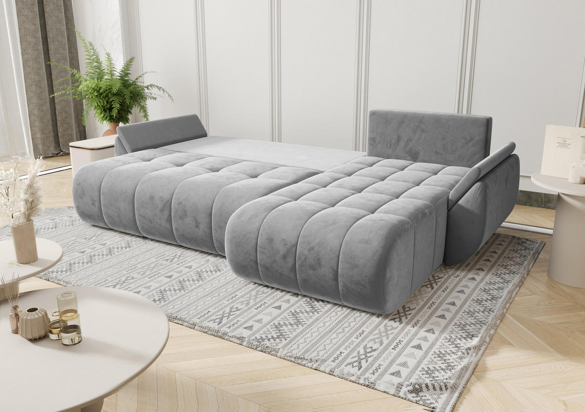 ECKSOFA mit Schlaffunktion TOKYO R Monolith 77 Rechts - Blau, Textil (280/185cm) - Bedante