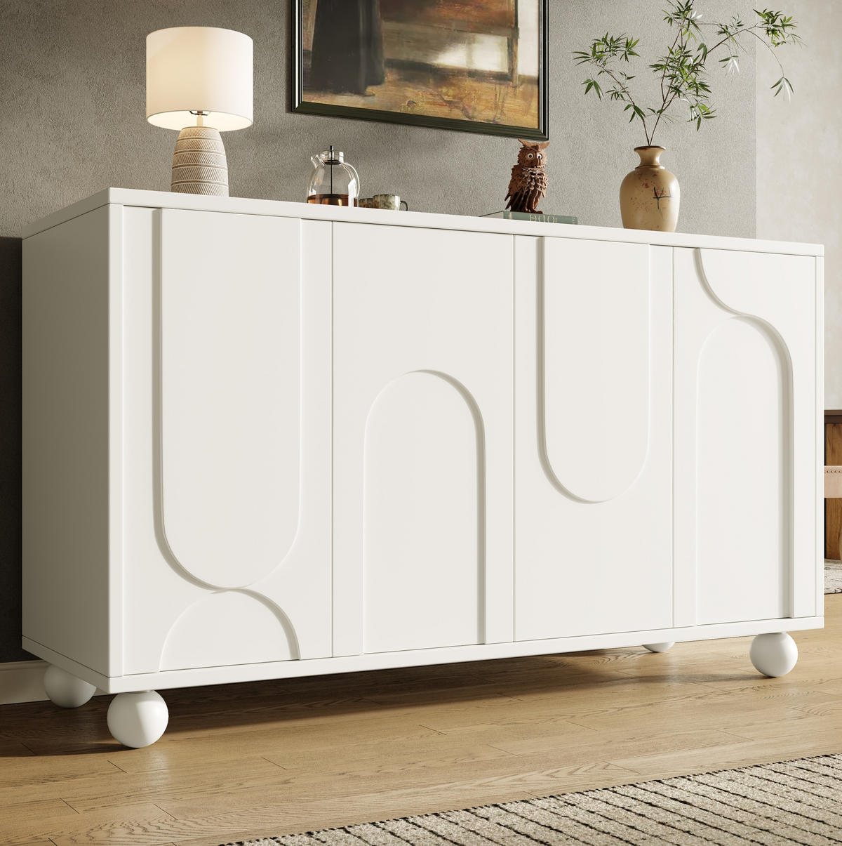 SIDEBOARD 120/35/71 cm aus MDF mit verstellbarem Einlegeboden Weiß/Creme - Weiß, Holzwerkstoff (120/71/35cm) - Modenvie