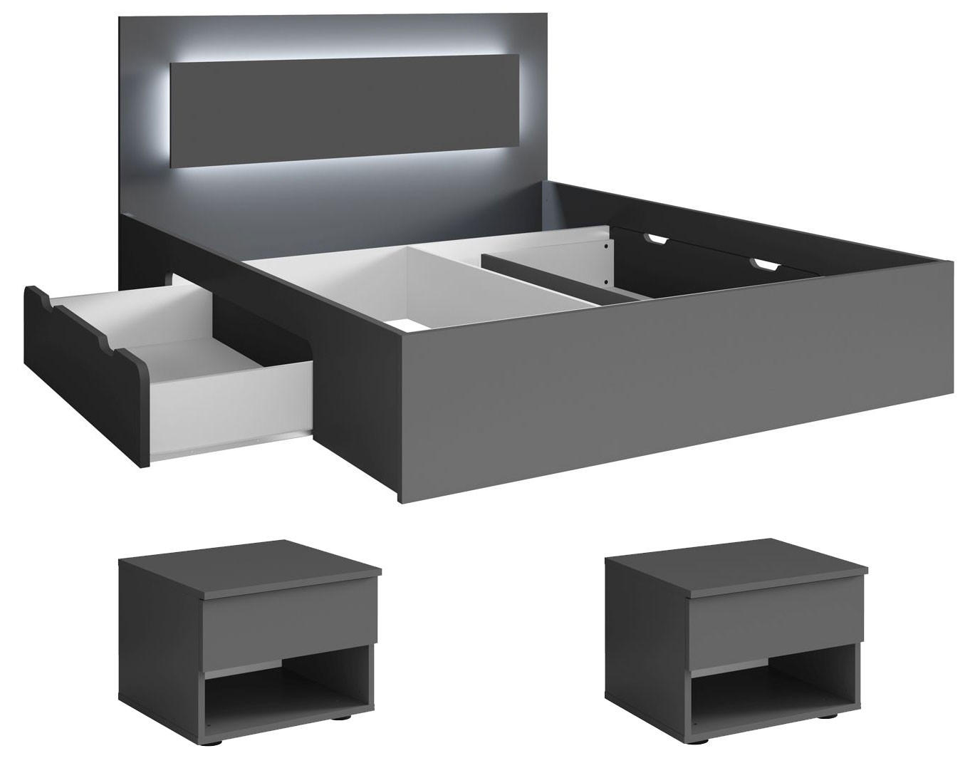 Feldmann-Wohnen Schlafzimmer-Set Grau 180x200 cm