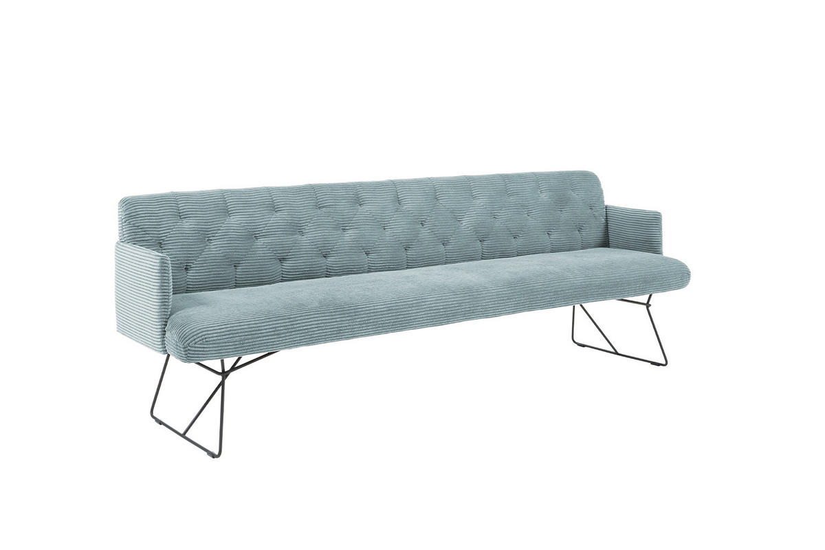 ESSZIMMERBANK CHARME Hellblau Cord - Hellblau, Textil (166/85/69cm) - KAWOLA