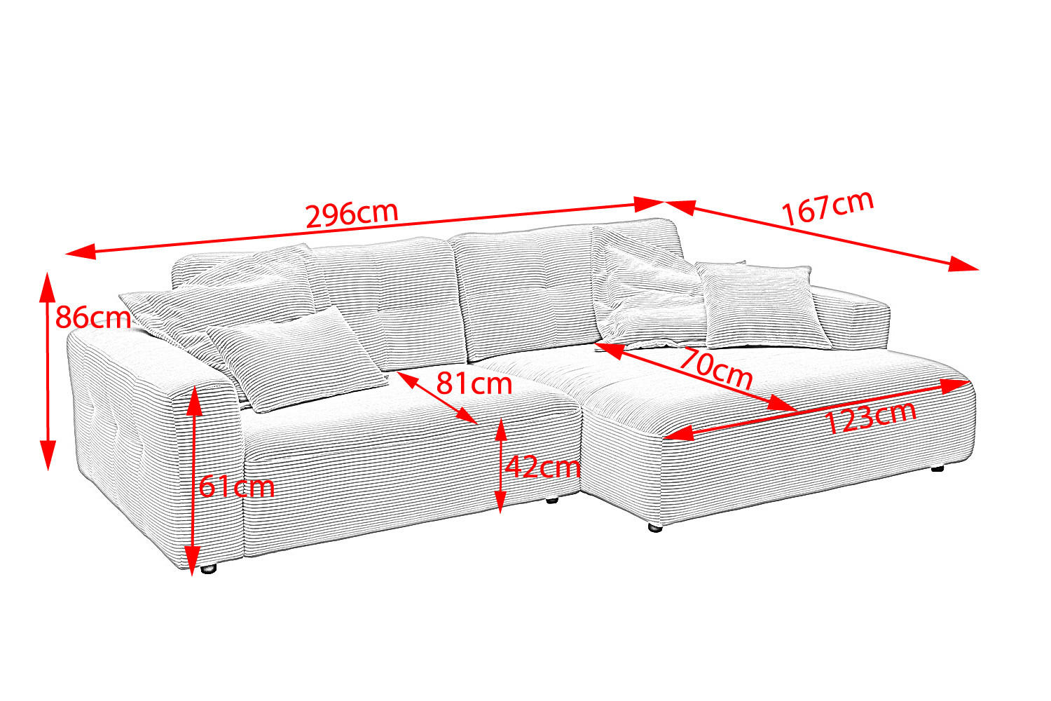 Thumbnail - Kawola Ecksofa, Grau, Schwarz, Textil, Echtholz, 3-Sitzer, Füllung: Kaltschaum, Ottomane rechts, L-Form, 296x167 cm, Woh...