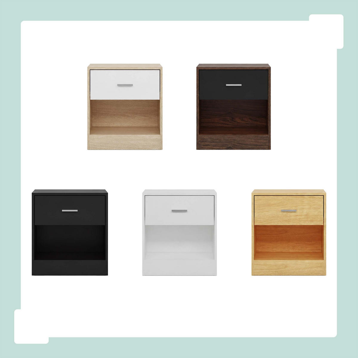 NACHTTISCH Schwarz mit Schublade MDF - Schwarz, Holzwerkstoff (39/41/28cm) - Relaxdays