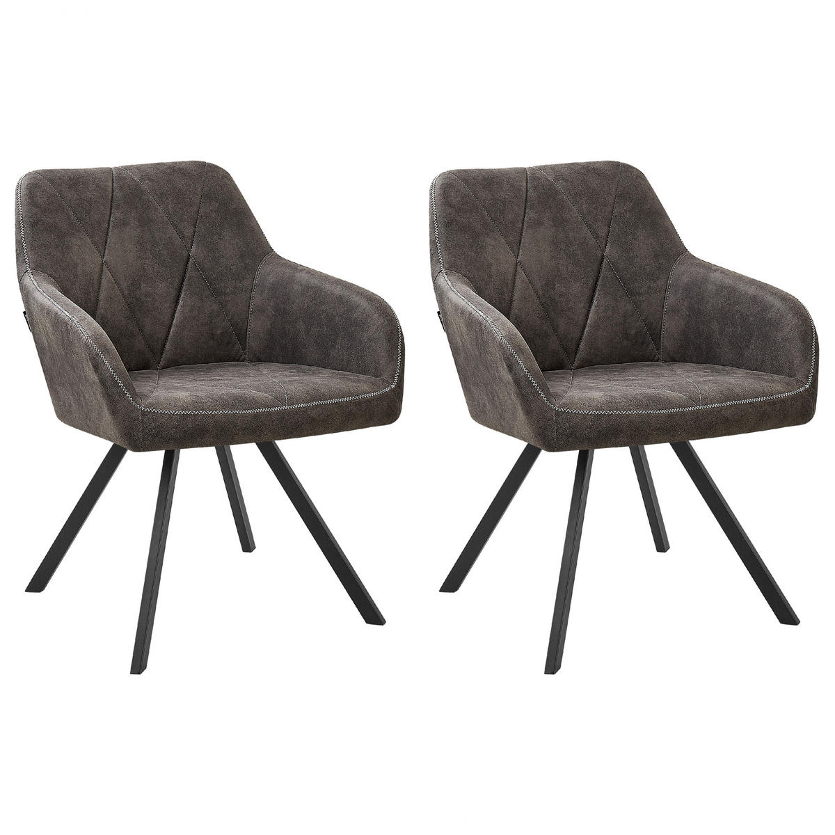 ESSZIMMERSTUHL 2er-Set Polsterbezug Grau Monee - Grau, Textil/Metall (48/78/50cm) - Beliani
