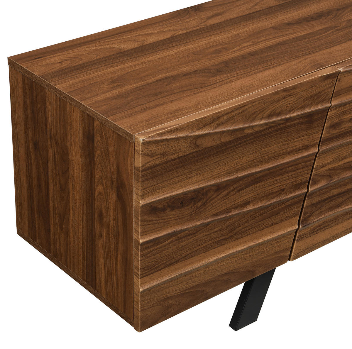 LOWBOARD aus MDF 160x39x50,5 cm Walnussfarben mit Kabelmanagement und Stauraum, Wellenfront - Walnussfarben, Holzwerkstoff (160/50.5/39cm) - Modfu