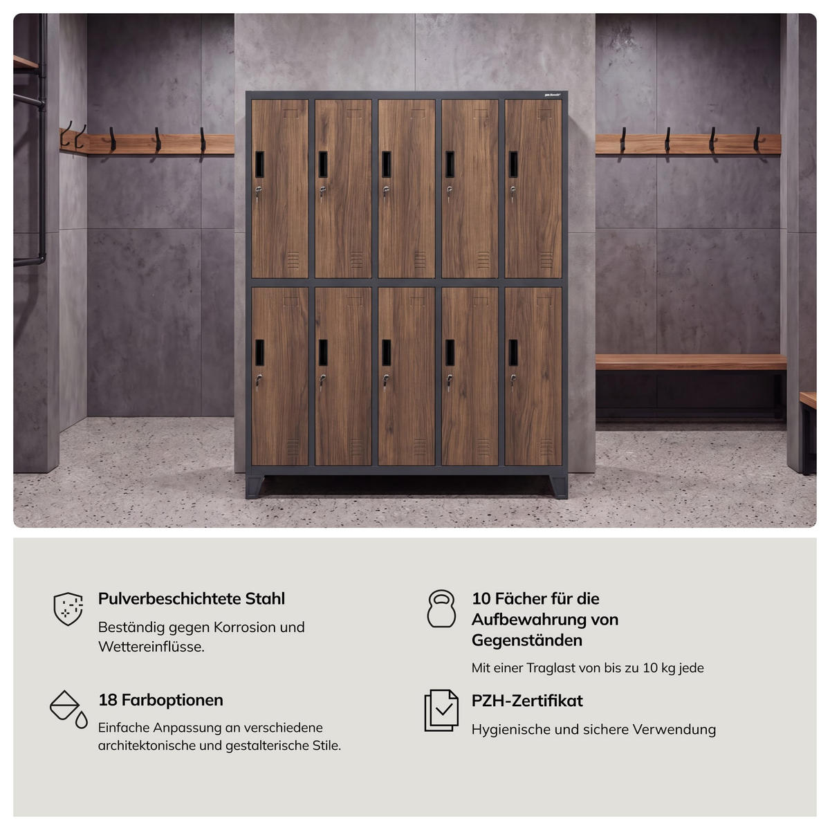 SCHLIESSFACHSCHRANK Bartek - Braun, Metall (136/172/45cm) - Jan Nowak