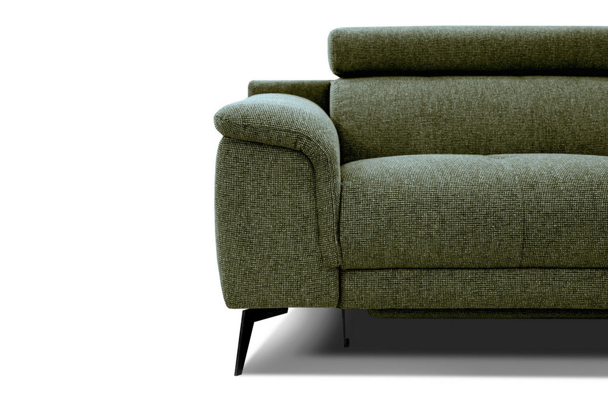RELAXSOFA FIERO 3-Sitzer mit 2 Relaxfunktionen, olivgrün - Schwarz/Olivgrün, Holzwerkstoff/Textil (212/82/103cm) - Courtois Laville