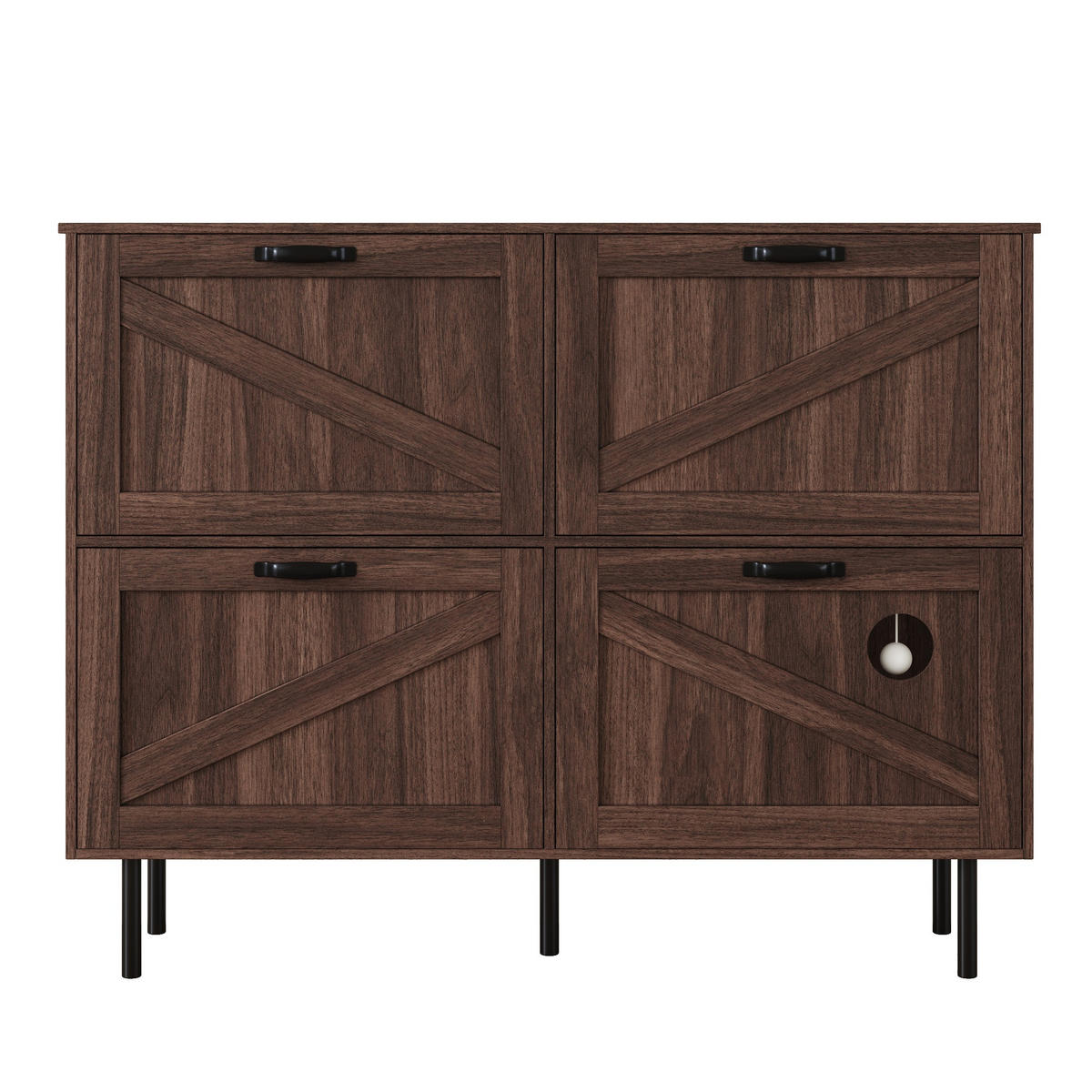 SCHUHSCHRANK 120/28/92 cm Walnussfarben aus Spanplatte mit 4 Türen - Naturfarben, Holzwerkstoff (120/92/28cm) - OKWISH