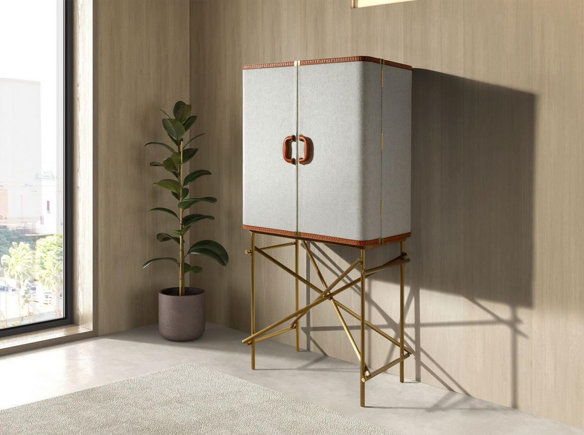 HIGHBOARD Platz Hellgrau Gold 82/53/169 cm - Hellgrau, Holzwerkstoff/Metall (82/169/53cm) - ANGEL CERDA