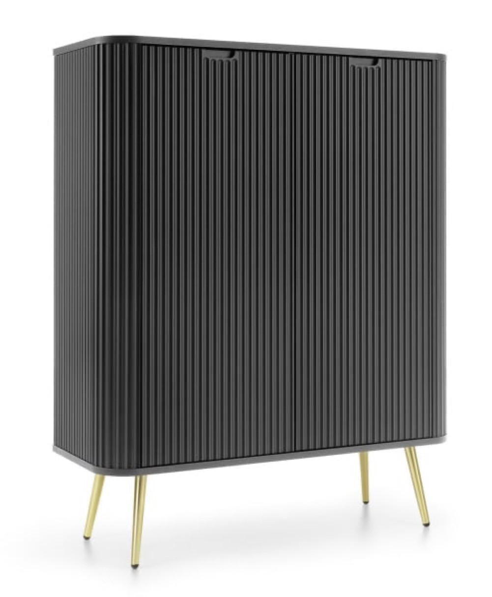 KOMMODE Schwarz K103 Hohe Gefräste Goldene Griffe - Schwarz, Holzwerkstoff (103/129/39cm) - Sepro Meble