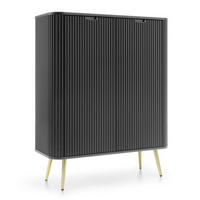 KOMMODE Schwarz K103 Hohe Gefräste Goldene Griffe - Schwarz, Holzwerkstoff (103/129/39cm) - Sepro Meble