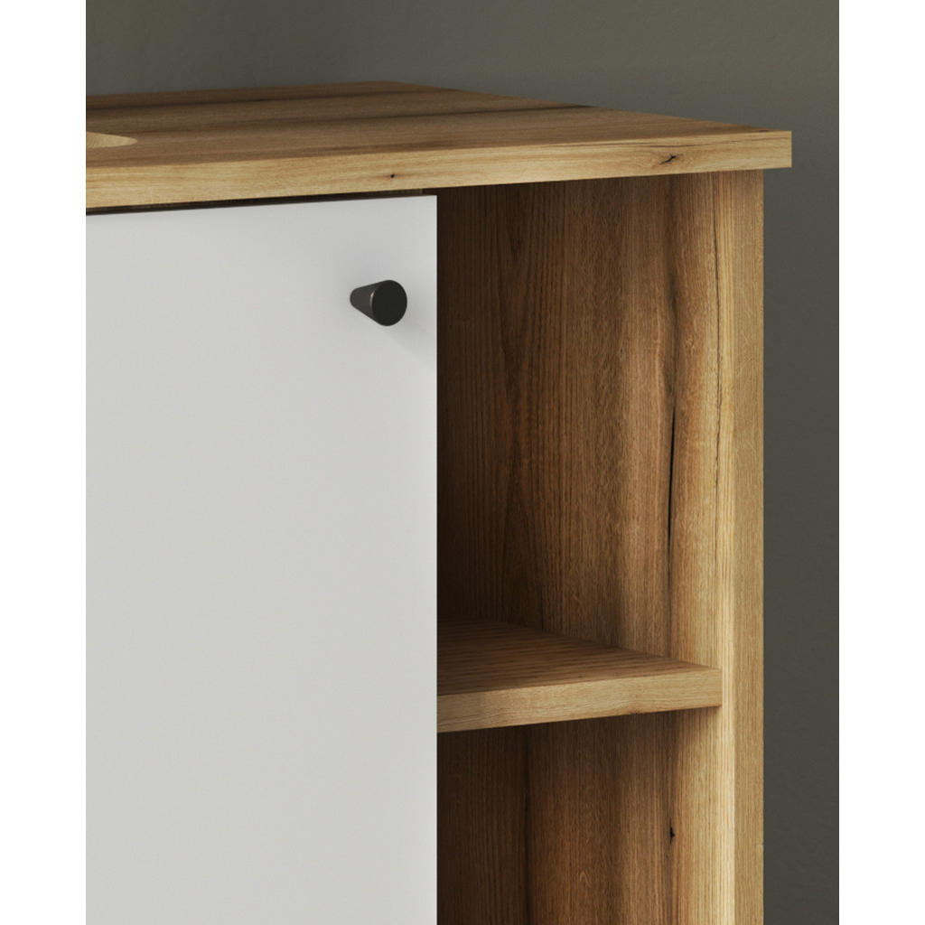 Thumbnail - Furn.Design Badmöbel-Set, Weiß, Eiche, Kunststoff, Nachbildung,Eiche, Uni, 8 Fächer, Rechteckig, 121x190x33 cm, FSC Mix,...