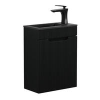 GÄSTE-WC-MÖBELSET Thermis 2 Teile Schwarz Matt - Schwarzes Waschbecken - 40 x 22 x 53 cm - Schwarz, Holz (40/53/22cm) - Badplaats